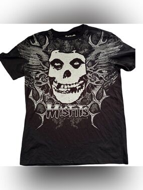 Misfits T-Shirt Men's L Black Fiend Skull Graphic Punk Band Crewneck
